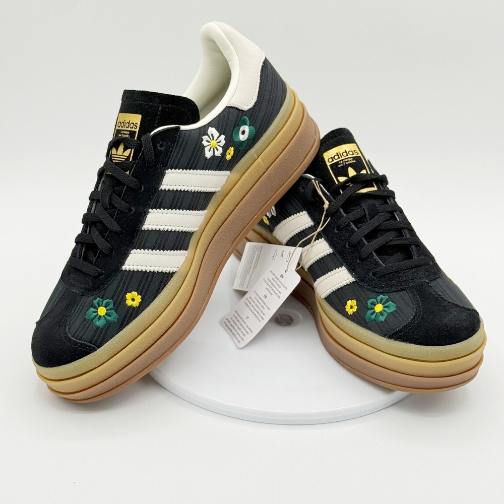 Adidas X Liberty London Gazelle Bold / Size 7.5 Black White Flowers IH1922, NEW